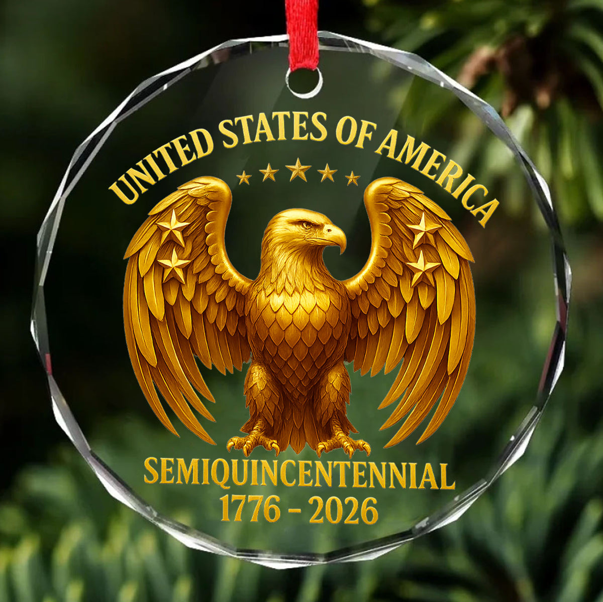 250 Years Anniversary Glass Ornament | 1776–2026 Patriotic Christmas Ornament | 250th Years United States of America Ornament 683422