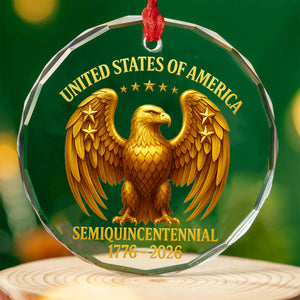 250 Years Anniversary Glass Ornament | 1776–2026 Patriotic Christmas Ornament | 250th Years United States of America Ornament 683422