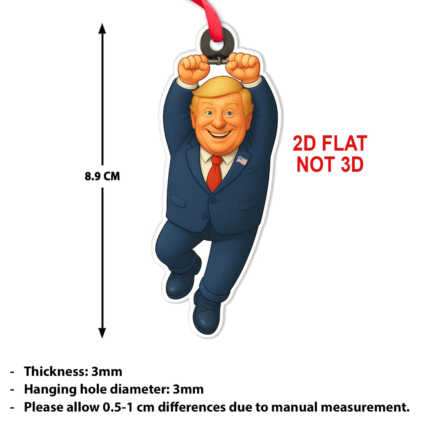 Cartoon Trump Acrylic Ornament | Patriotic Donald Trump 45 47 Christmas Ornament 683432 – GOP