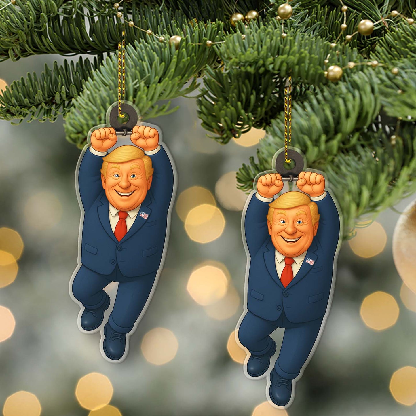 Cartoon Trump Acrylic Ornament | Patriotic Donald Trump 45 47 Christmas Ornament 683432 – GOP