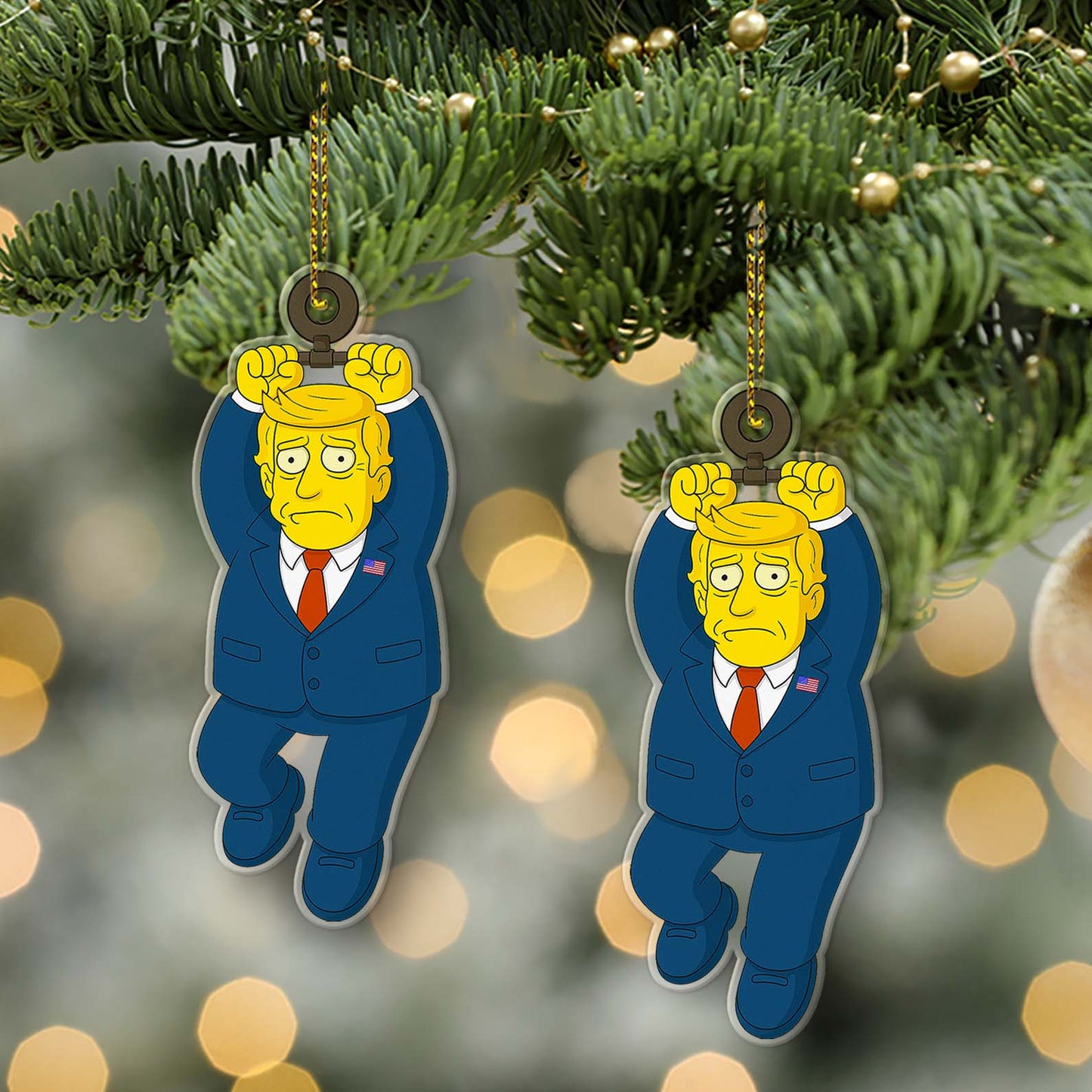Cartoon Trump Christmas Ornament | Simpsons Inspired Trump Christmas Ornament | Patriotic Republican Tree Gift Decor 683434 - GOP