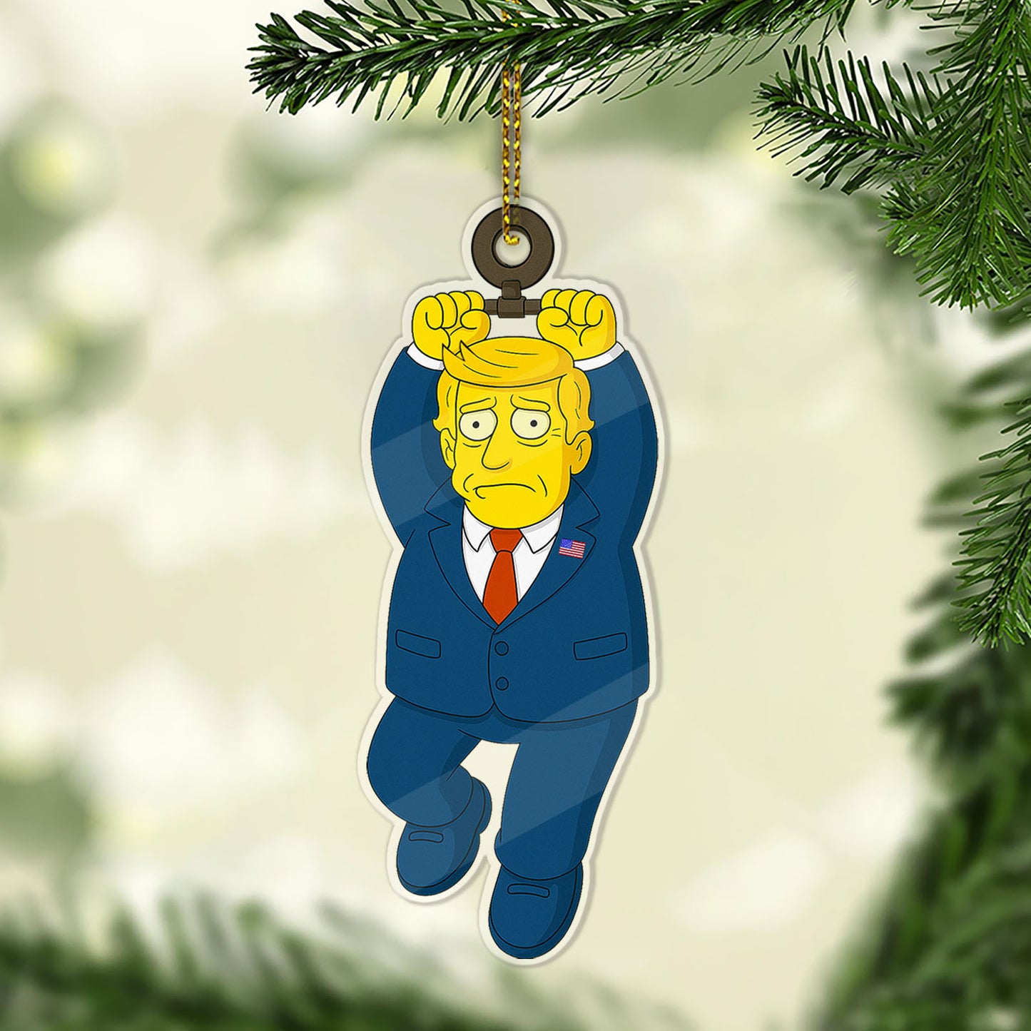 Cartoon Trump Christmas Ornament | Simpsons Inspired Trump Christmas Ornament | Patriotic Republican Tree Gift Decor 683434 - GOP