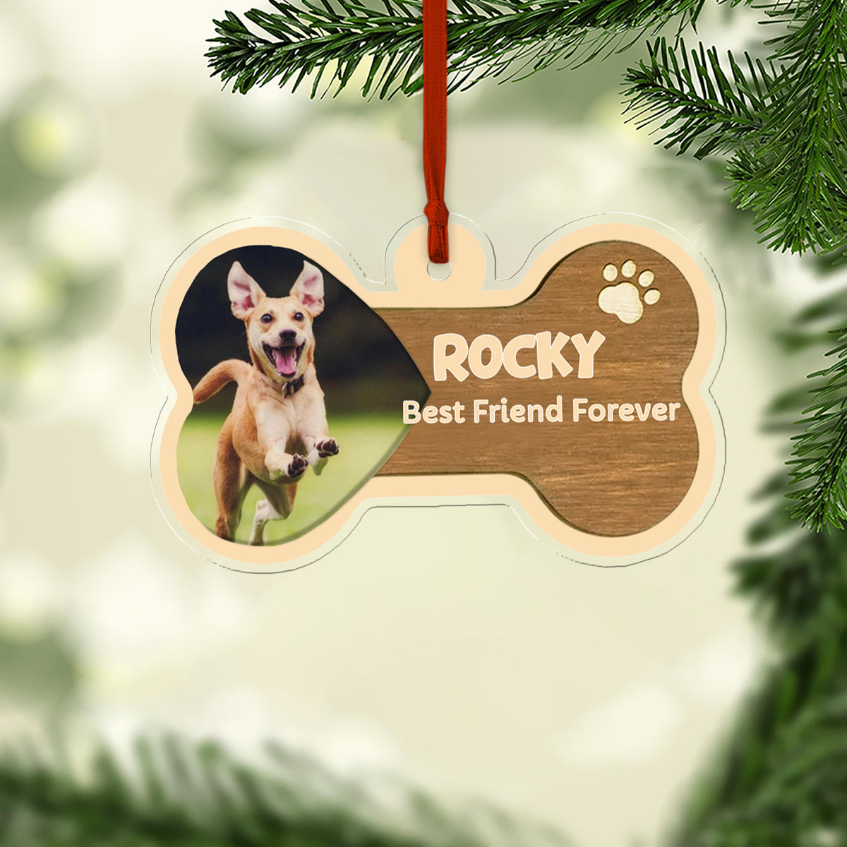 Christmas Dog Photo Acrylic Ornament | Personalized Custom Name Pet Photo Ornament | Gift for Family 683437