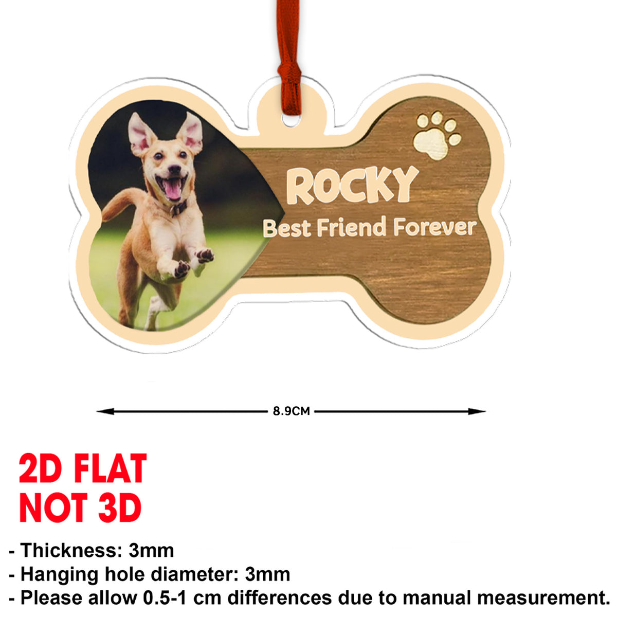 Christmas Dog Photo Acrylic Ornament | Personalized Custom Name Pet Photo Ornament | Gift for Family 683437