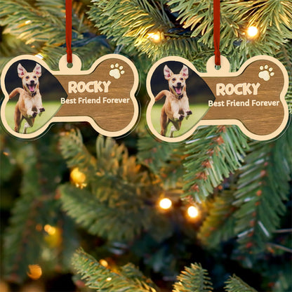 Christmas Dog Photo Acrylic Ornament | Personalized Custom Name Pet Photo Ornament | Gift for Family 683437