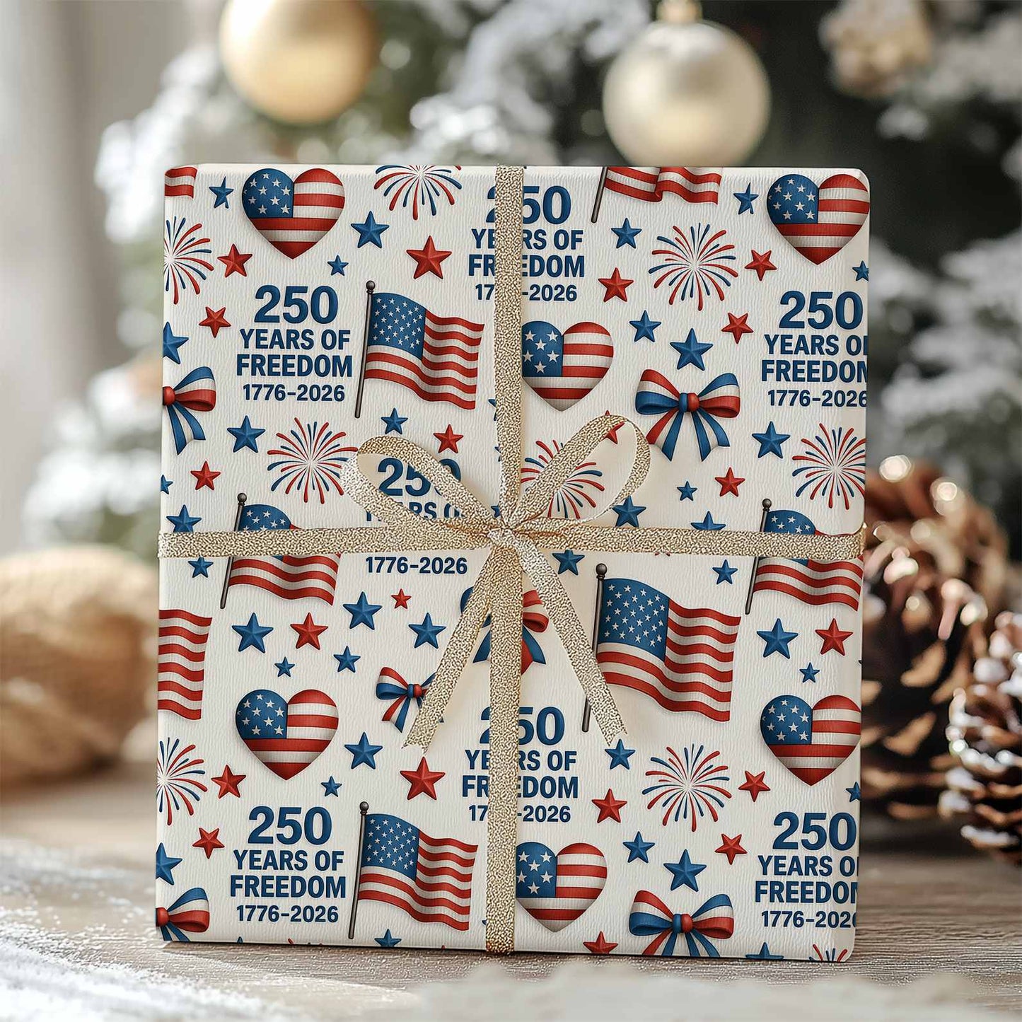 250 Years of Freedom Wrapping Paper, Patriotic 1776–2026 Wrapping Paper, Christmas Wrapping Paper 683443
