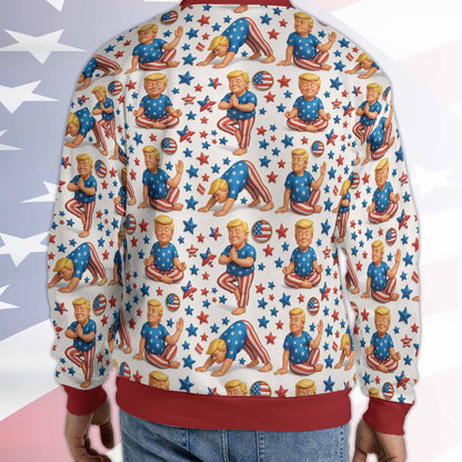 Funny Trump Santa Yoga Ugly Sweater | Donald Trump All Over Print Christmas Sweatshirt | MAGA Gift for Men Women 683445 - GOP