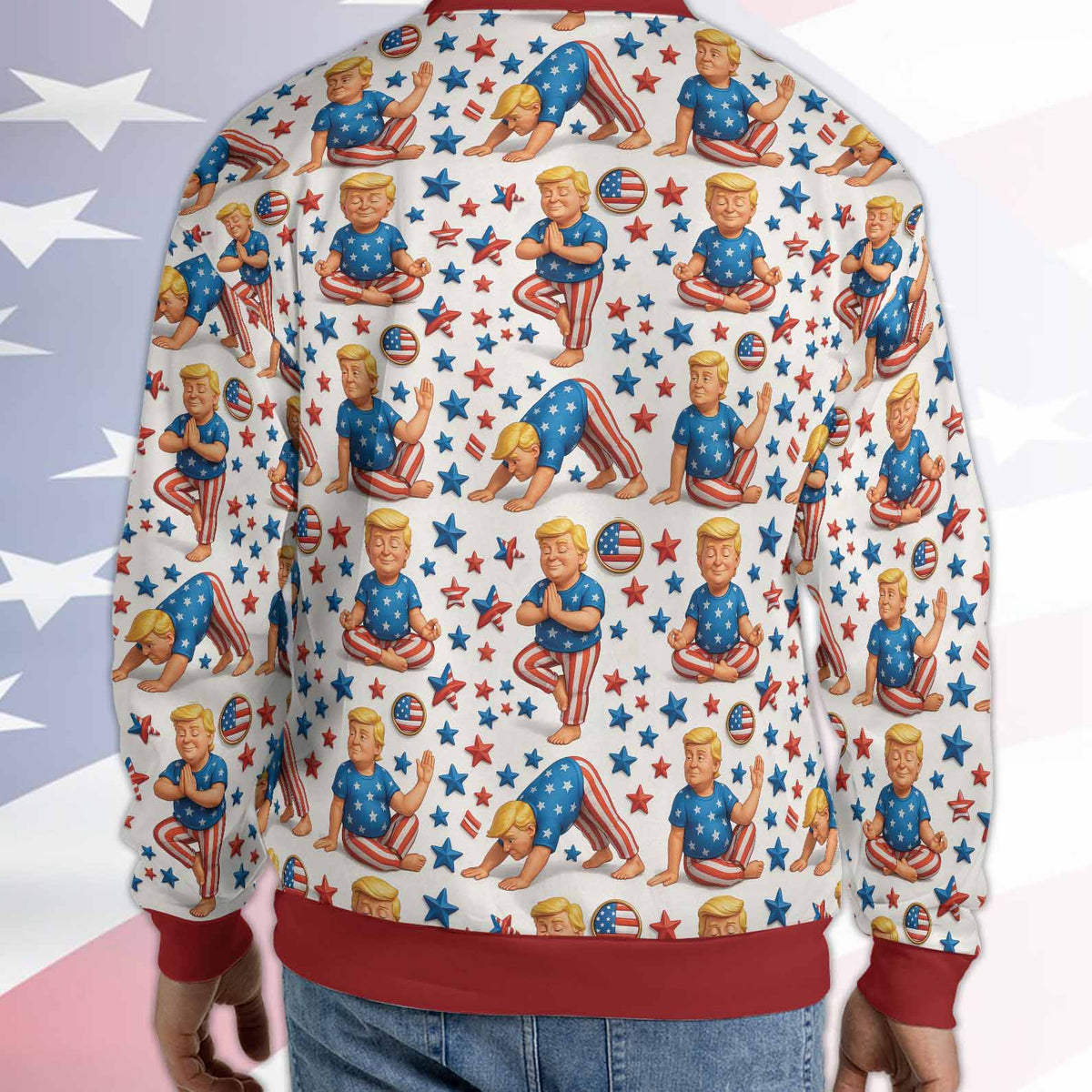 Funny Trump Santa Yoga Ugly Sweater | Donald Trump All Over Print Christmas Sweatshirt | MAGA Gift for Men Women 683445 - GOP