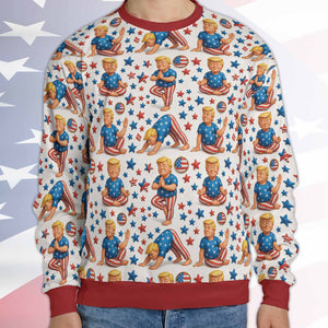 Funny Trump Santa Yoga Ugly Sweater | Donald Trump All Over Print Christmas Sweatshirt | MAGA Gift for Men Women 683445 - GOP