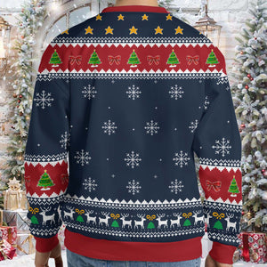 A Man And His Dog Christmas Ugly Sweater, Personalized Custom All-Over-Print Sweatshirt, Custom Photo Gift For Dog Dad 683449
