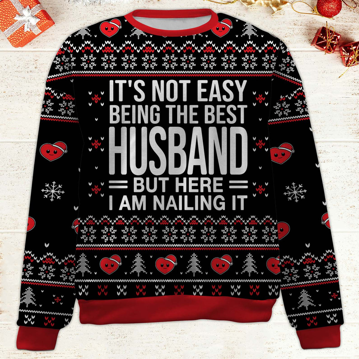 It's Not Easy Being The Best Husband Ugly Sweater, Personalized Custom All-Over-Print Sweatshirt, Gift For Husband Dad Grandpa 683459