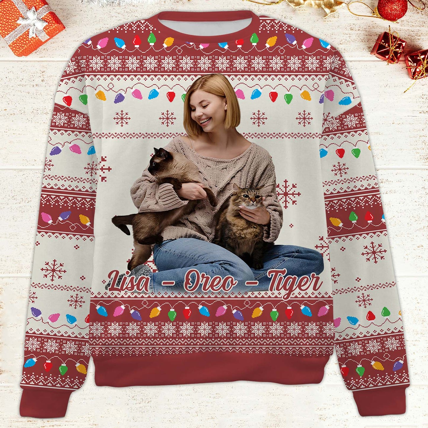 Custom Photo Ugly Sweater, Funny Photo Christmas All-Over-Printed Sweatshirt, Gift For Cat Lovers Dog Lovers 683466