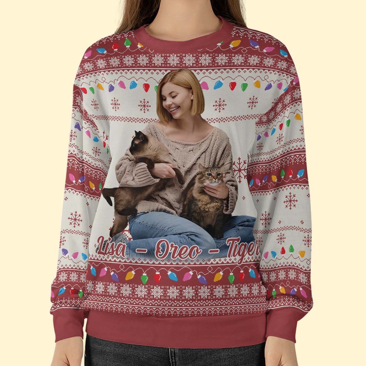Custom Photo Ugly Sweater, Funny Photo Christmas All-Over-Printed Sweatshirt, Gift For Cat Lovers Dog Lovers 683466