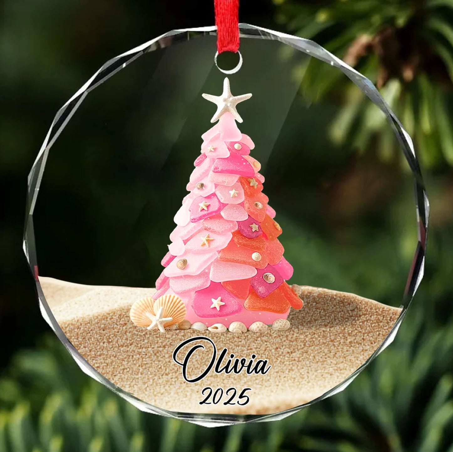 Personalized Name Glass Ornament | Custom Name and Year Christmas Ornament Gift 683475