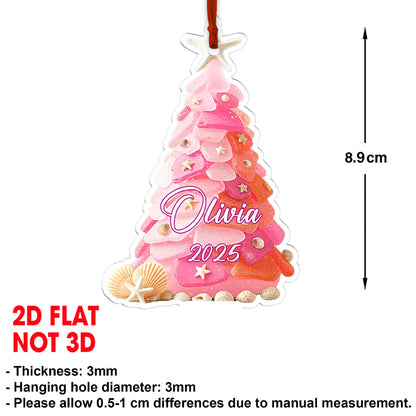 Custom Name Seaglass Christmas Tree Acrylic Ornament | Personalized Christmas Decoration | Gift for Family 683475