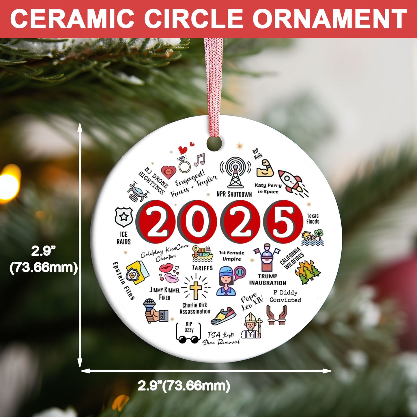 2025 Christmas Ornament | Funny 2025 Year in Review Ornament | Year to Remember Commemorative Ornament 683476