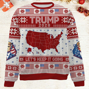 Trump 2028 Let's Keep It Going Ugly Sweater, Trump Christmas All-Over-Printed Sweatshirt, Trump Supporters Gift 683508 GOP