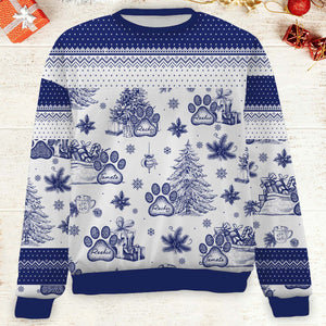 Custom Dogs Name Toile De Jouy Ugly Ugly Sweater | Personalized Christmas All-Over-Printed Sweatshirt | Gift For Dog Lovers 683510