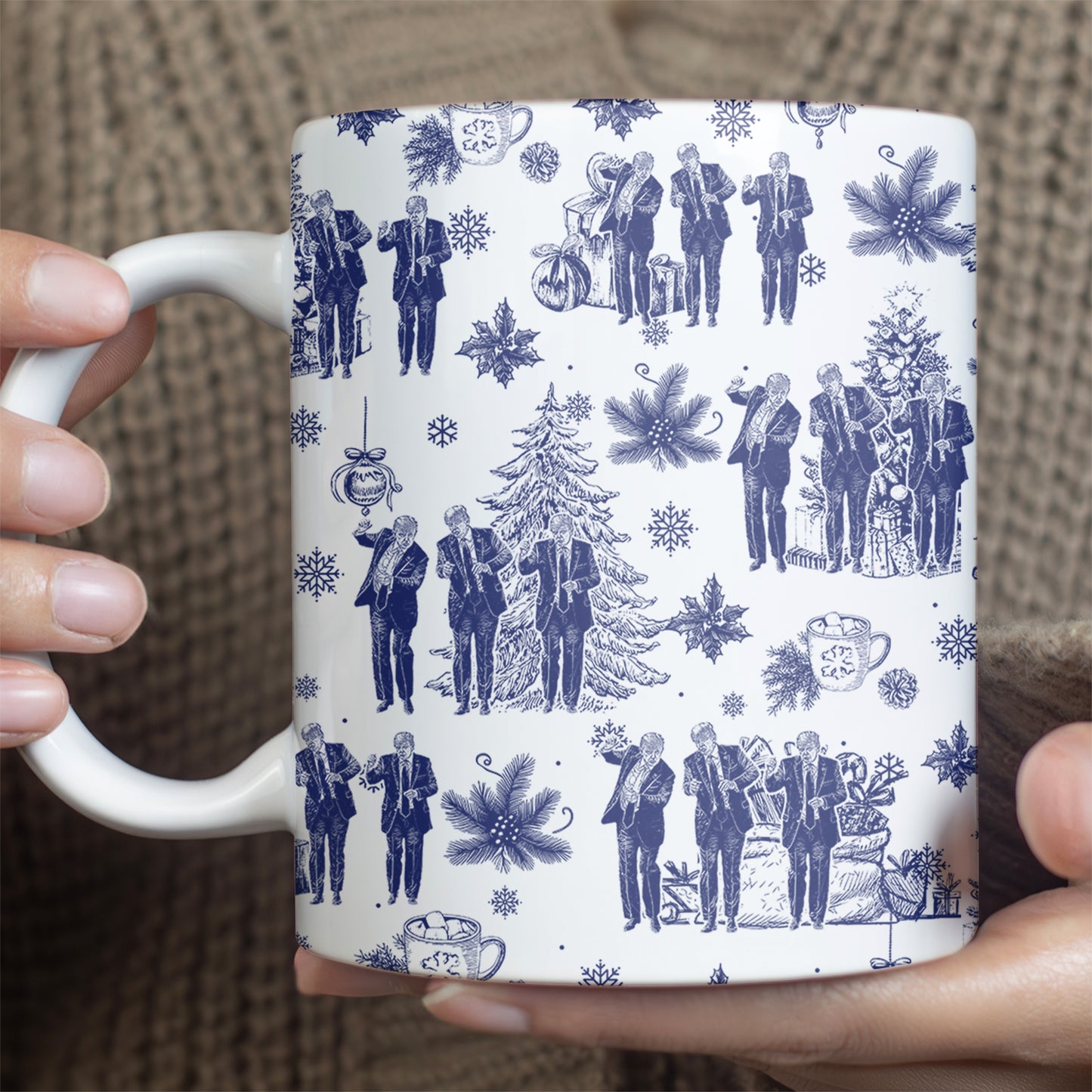 Funny Trump Dancing Toile De Jouy Mug, President Donald Trump Full Wrap White Mug, Republican Gift 683511 - GOP