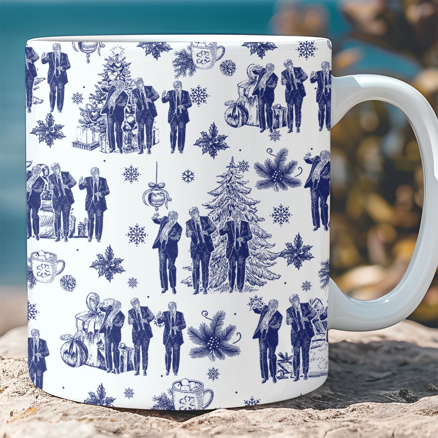 Funny Trump Dancing Toile De Jouy Mug, President Donald Trump Full Wrap White Mug, Republican Gift 683511 - GOP