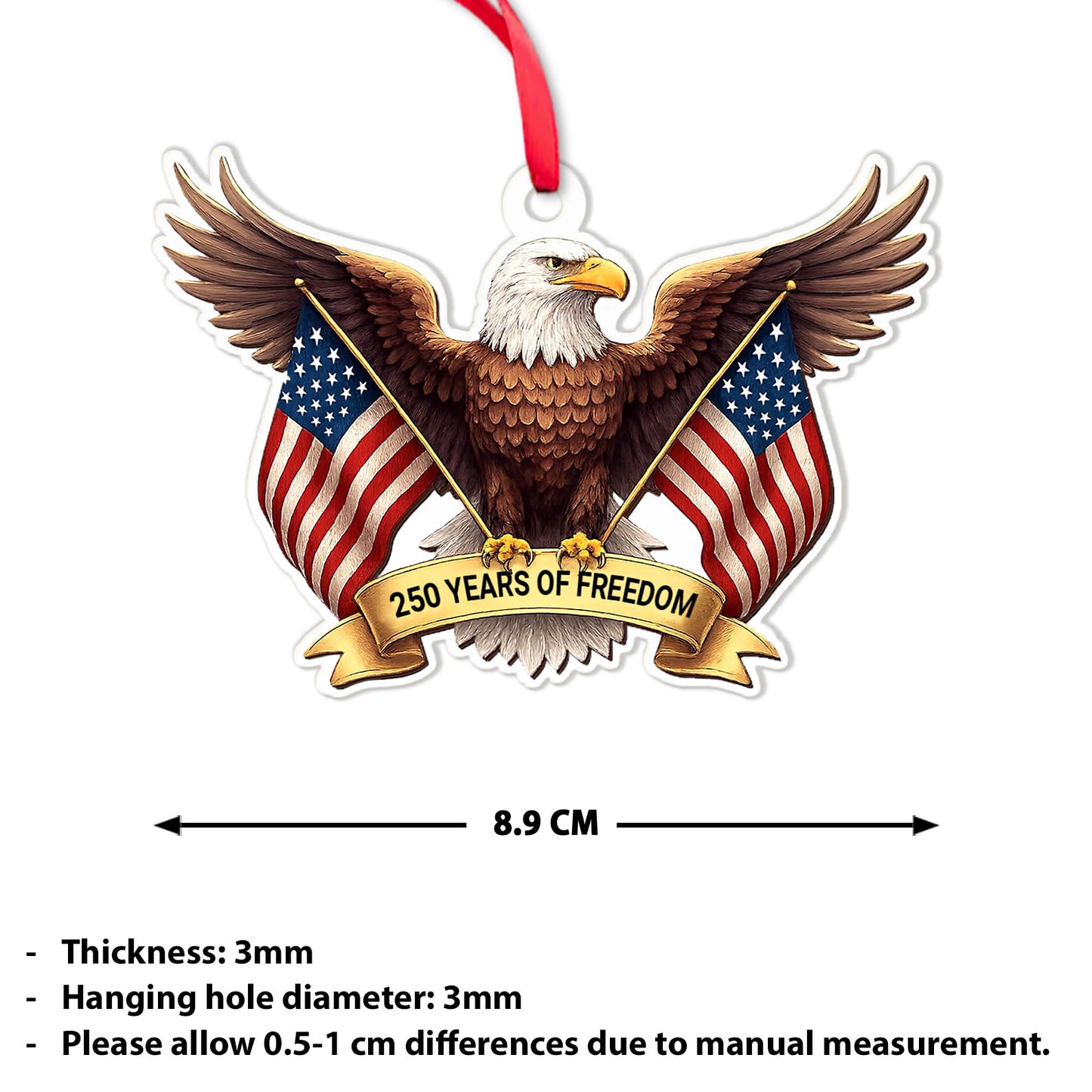 250 Years of Freedom Acrylic Ornament | Happy 250th Birthday America | 4th of July Christmas Ornament 683523