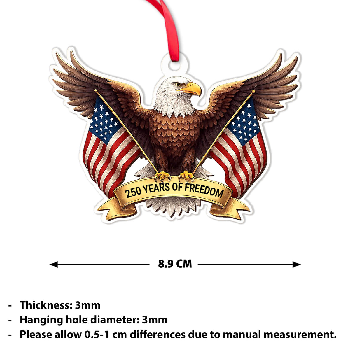 250 Years of Freedom Acrylic Ornament | Happy 250th Birthday America | 4th of July Christmas Ornament 683523