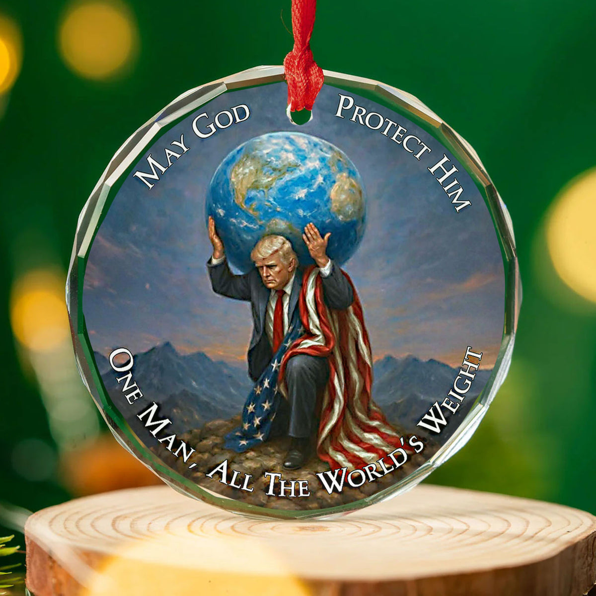 Donald Trump Glass Ornament | MAGA American Pride Keepsake | Patriotic Trump Christmas Ornament 683524 - GOP