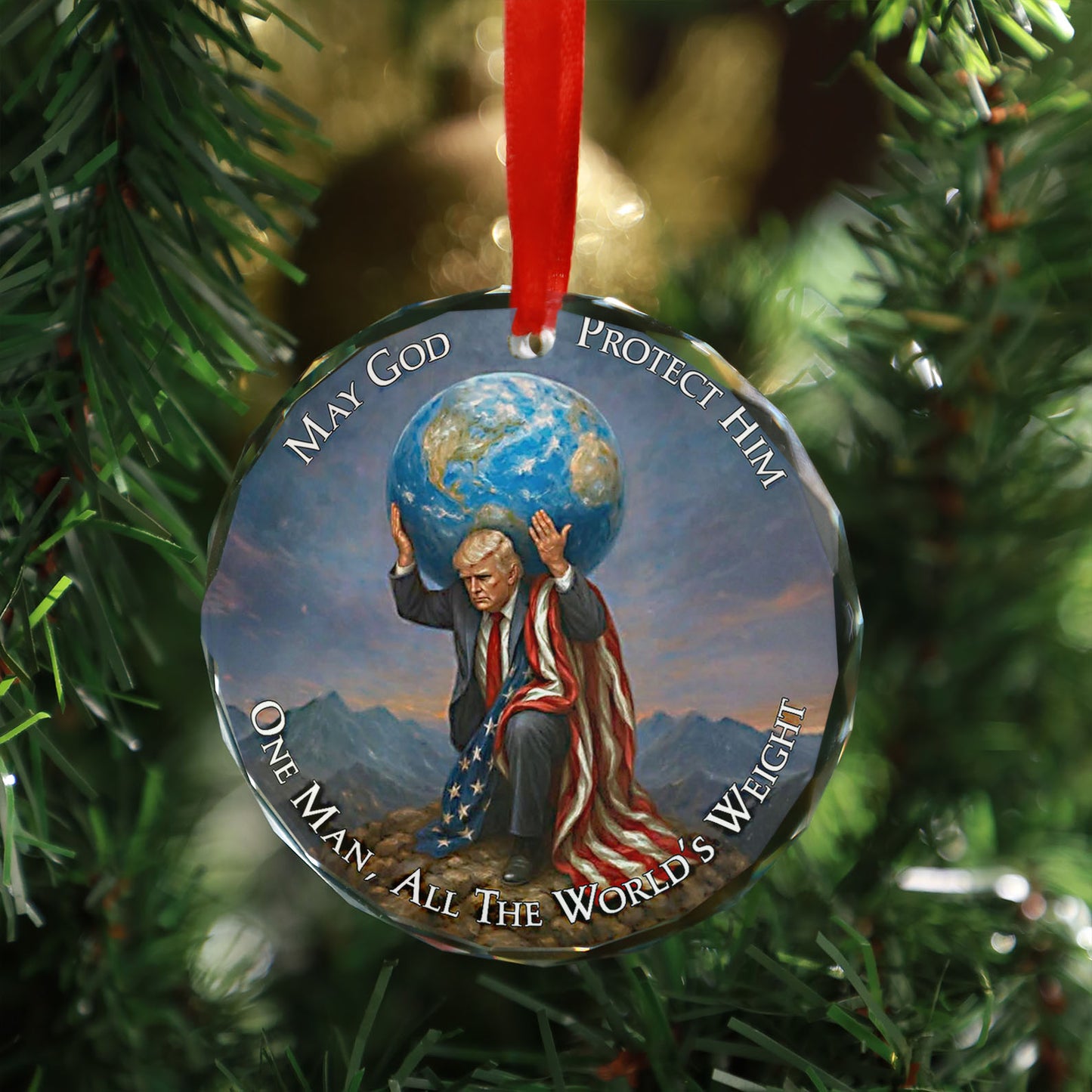 Donald Trump Glass Ornament | MAGA American Pride Keepsake | Patriotic Trump Christmas Ornament 683524 - GOP