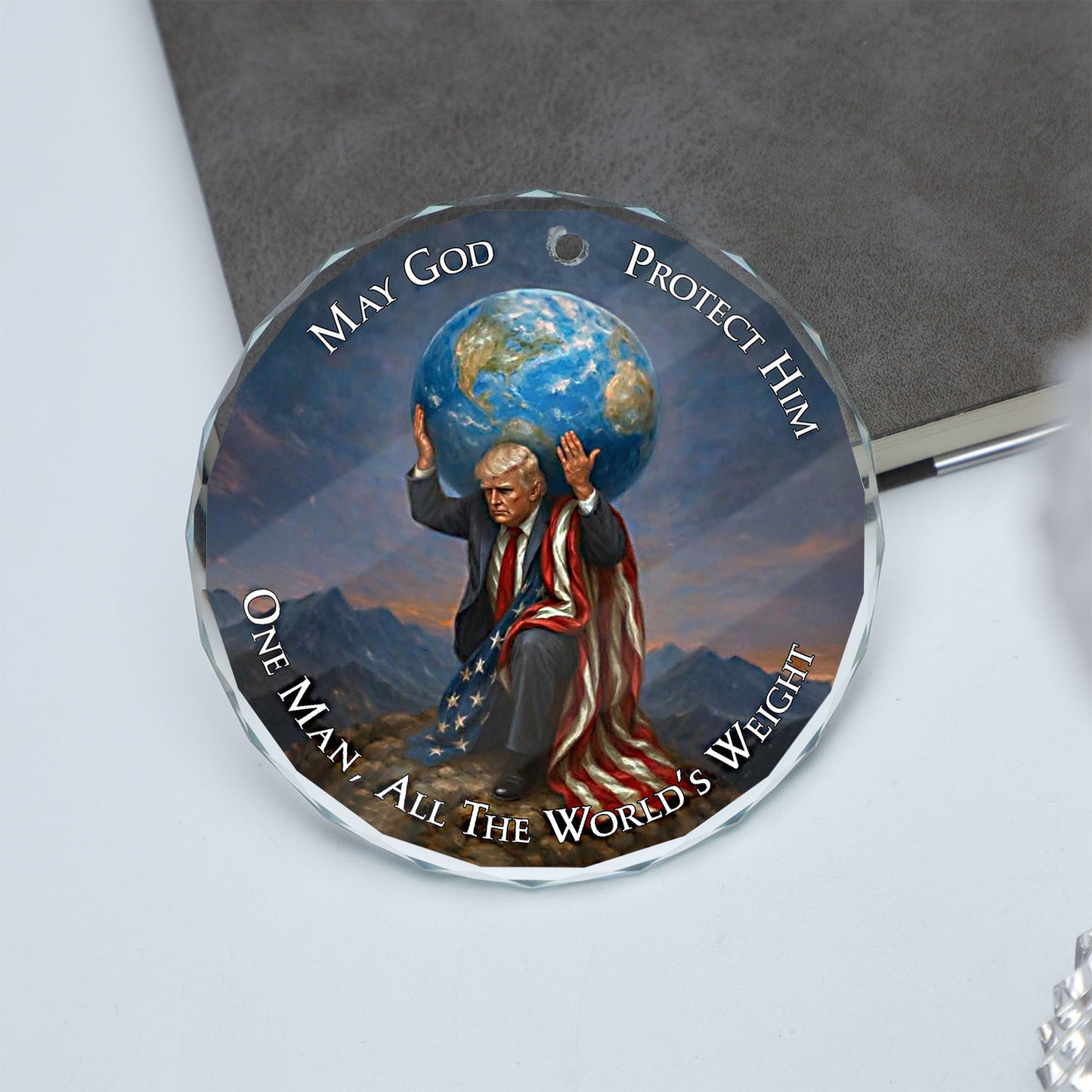 Donald Trump Glass Ornament | MAGA American Pride Keepsake | Patriotic Trump Christmas Ornament 683524 - GOP