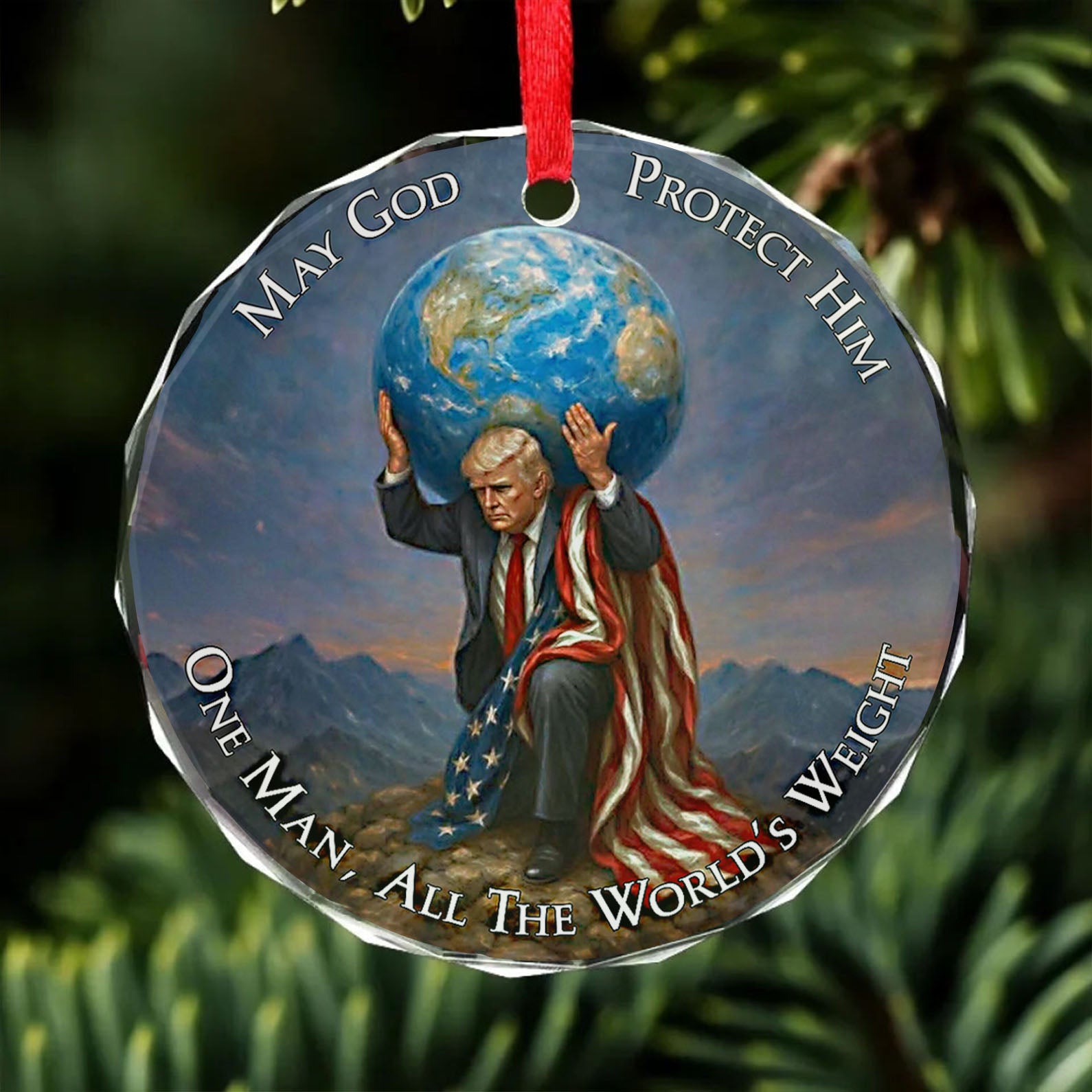 Donald Trump Glass Ornament | MAGA American Pride Keepsake | Patriotic Trump Christmas Ornament 683524 - GOP
