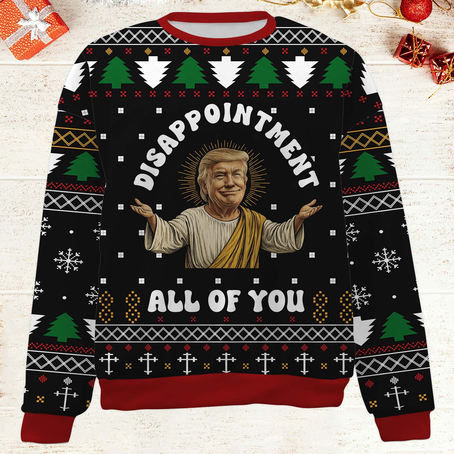 Disappointment All Of You Ugly Sweater, Trump Christmas All-Over-Printed Sweatshirt, Trump Supporters Gift 683531 GOP