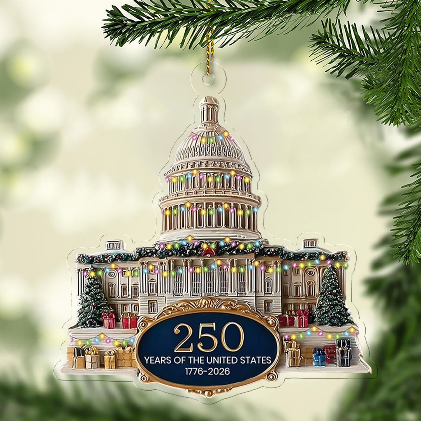 250 Years Anniversary Acrylic Ornament | 250 Years United States of America | Patriotic 1776–2026 Christmas Ornament 683532