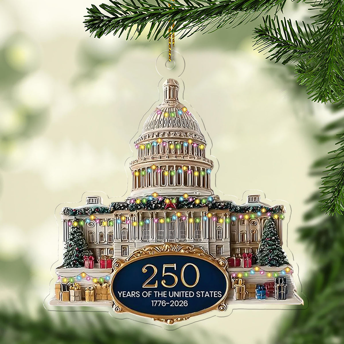 250 Years Anniversary Acrylic Ornament | 250 Years United States of America | Patriotic 1776–2026 Christmas Ornament 683532