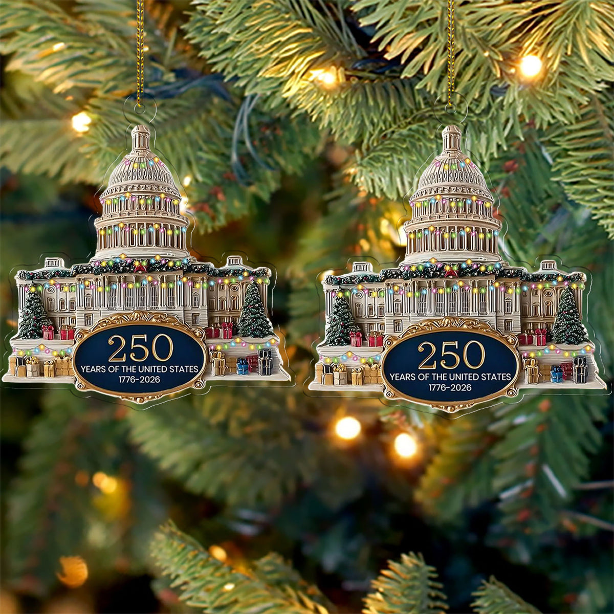250 Years Anniversary Acrylic Ornament | 250 Years United States of America | Patriotic 1776–2026 Christmas Ornament 683532