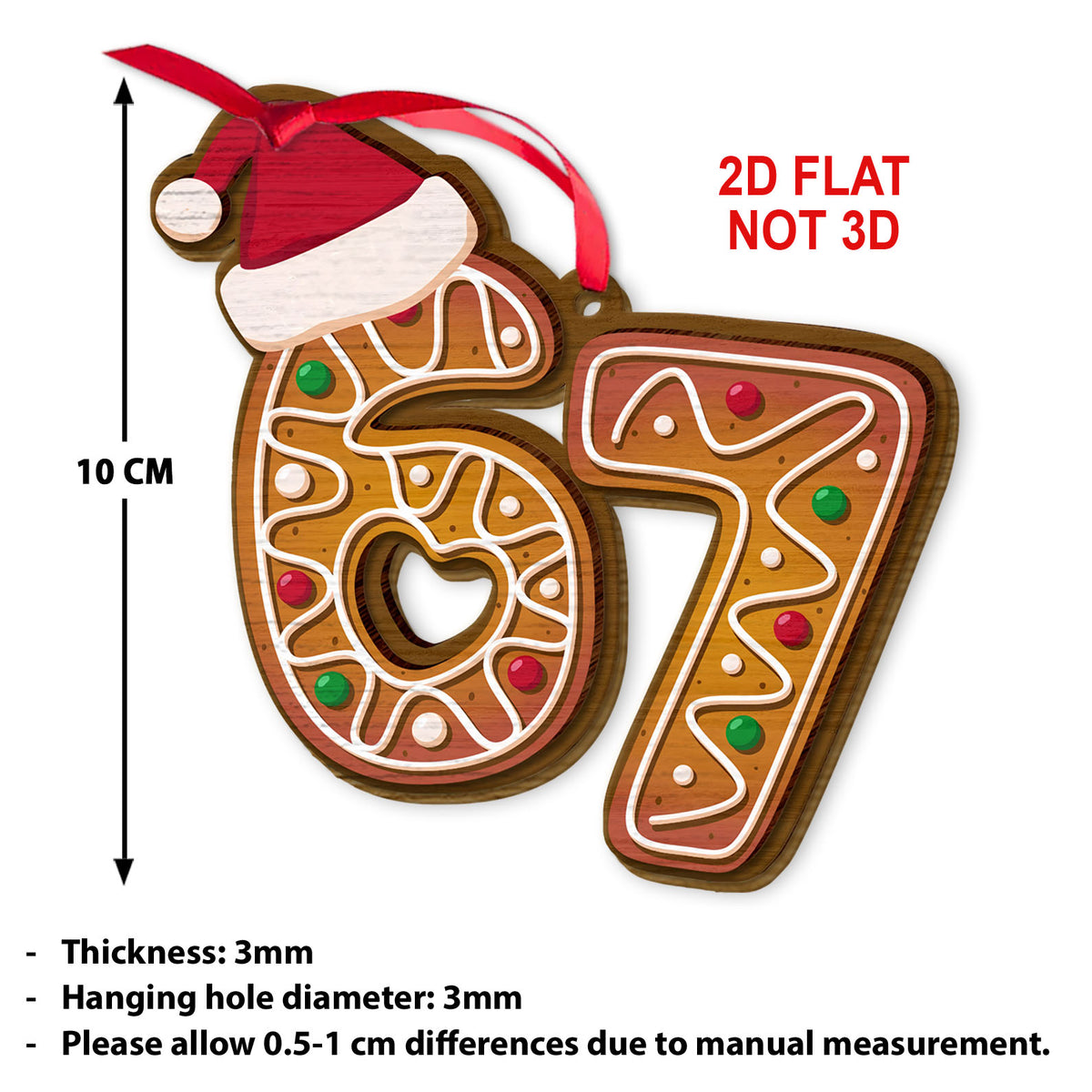 Six Seven Wooden Ornament | 67 Six Seven Cookies Christmas Decoration | Funny Wooden Christmas Gift 683552