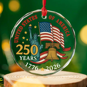 250 Year USA Glass Ornament | Patriotic 250th Anniversary Christmas Decoration | 1776–2026 USA Keepsake Gift 683050