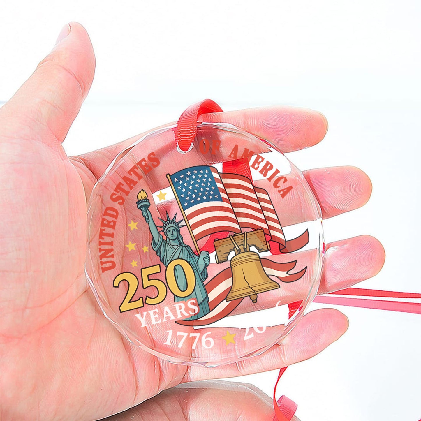 250 Year USA Glass Ornament | Patriotic 250th Anniversary Christmas Decoration | 1776–2026 USA Keepsake Gift 683050