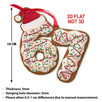 Six Seven Meme Wooden Ornament | 67 Six Seven Christmas Decoration | Funny Gen Z Wooden Christmas Gift 683553