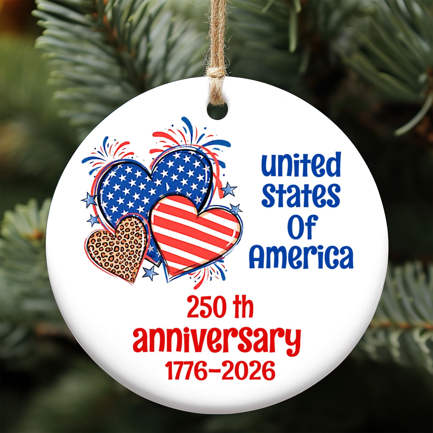 250th Anniversary of the United States Ornament | America 250 Patriotic Ceramic Ornament | Independence Day Gift 683586