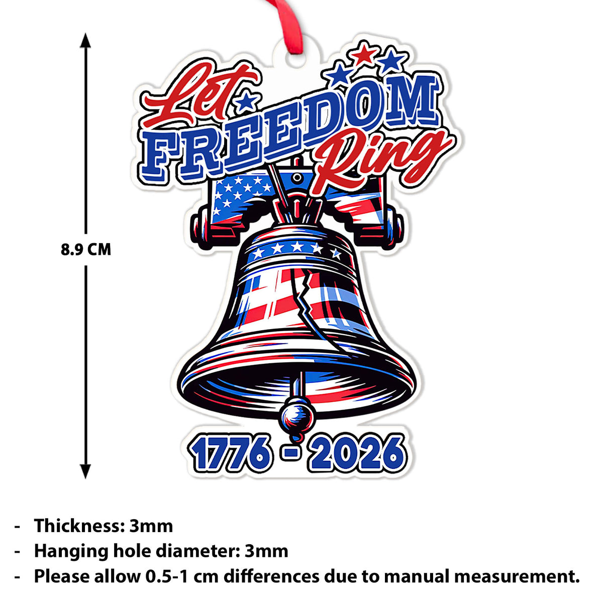 250 Years of America Ornament | 1776–2026 Liberty Bell Decoration | Patriotic Ornament | 250 USA Anniversary Independence Day Gift 683588