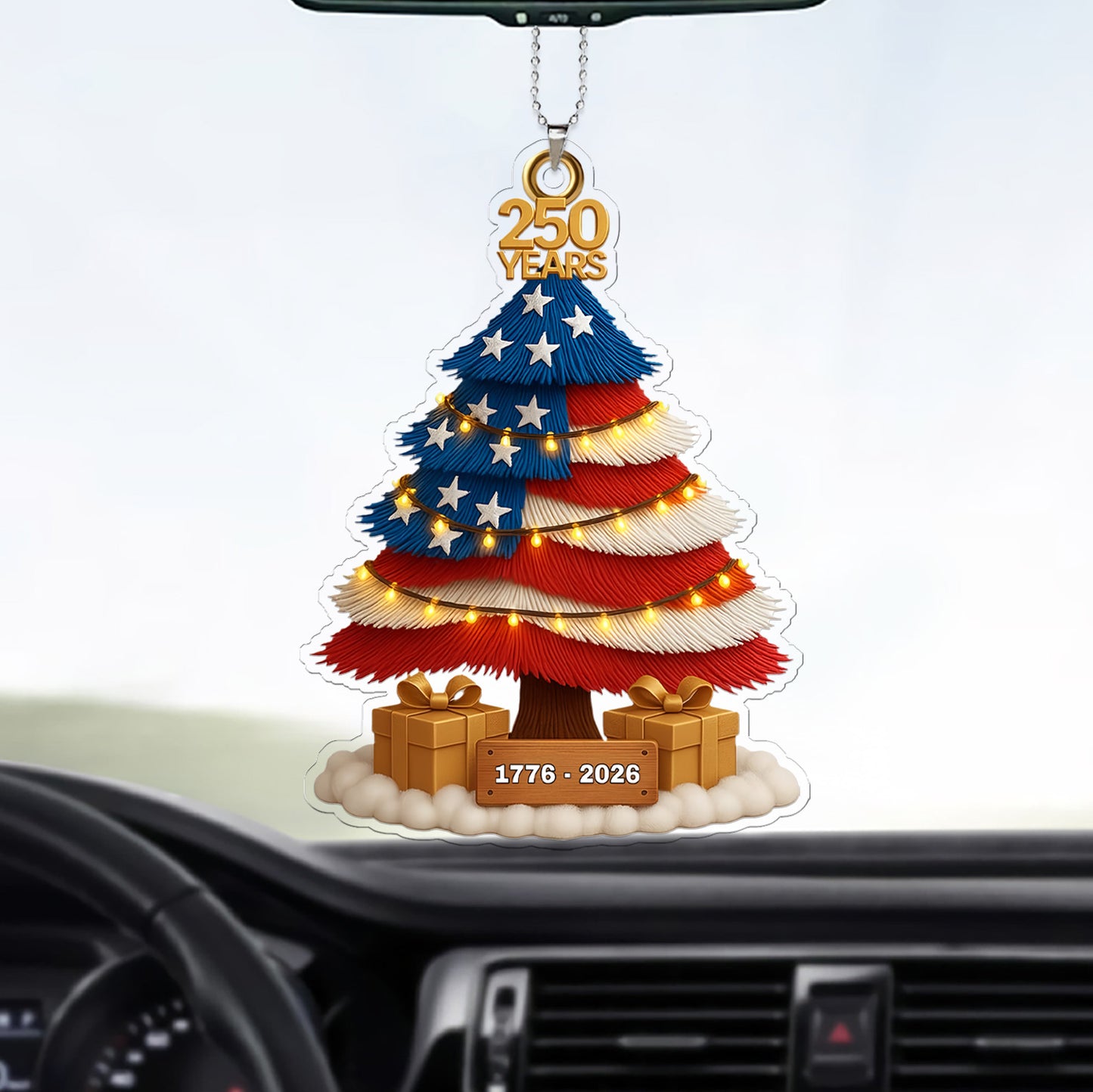250 Years of America Car Ornament | 250th Anniversary 1776-2026 Ornament | Patriotic 4th of July Combo Acrylic Ornament 683593