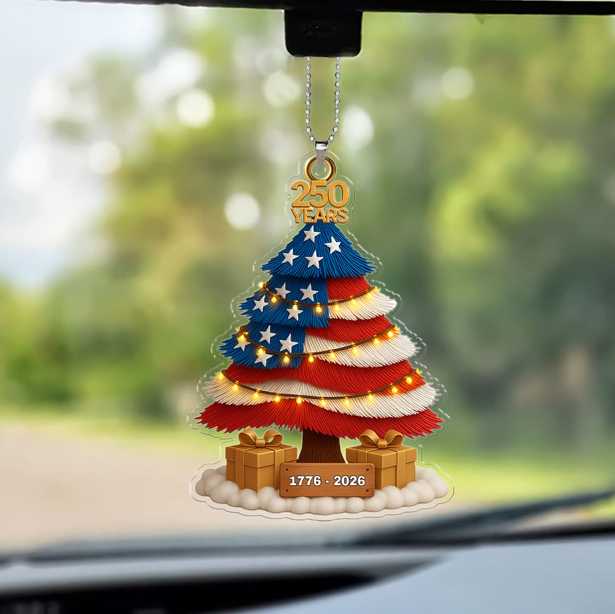 250 Years of America Car Ornament | 250th Anniversary 1776-2026 Ornament | Patriotic 4th of July Ornament 683593