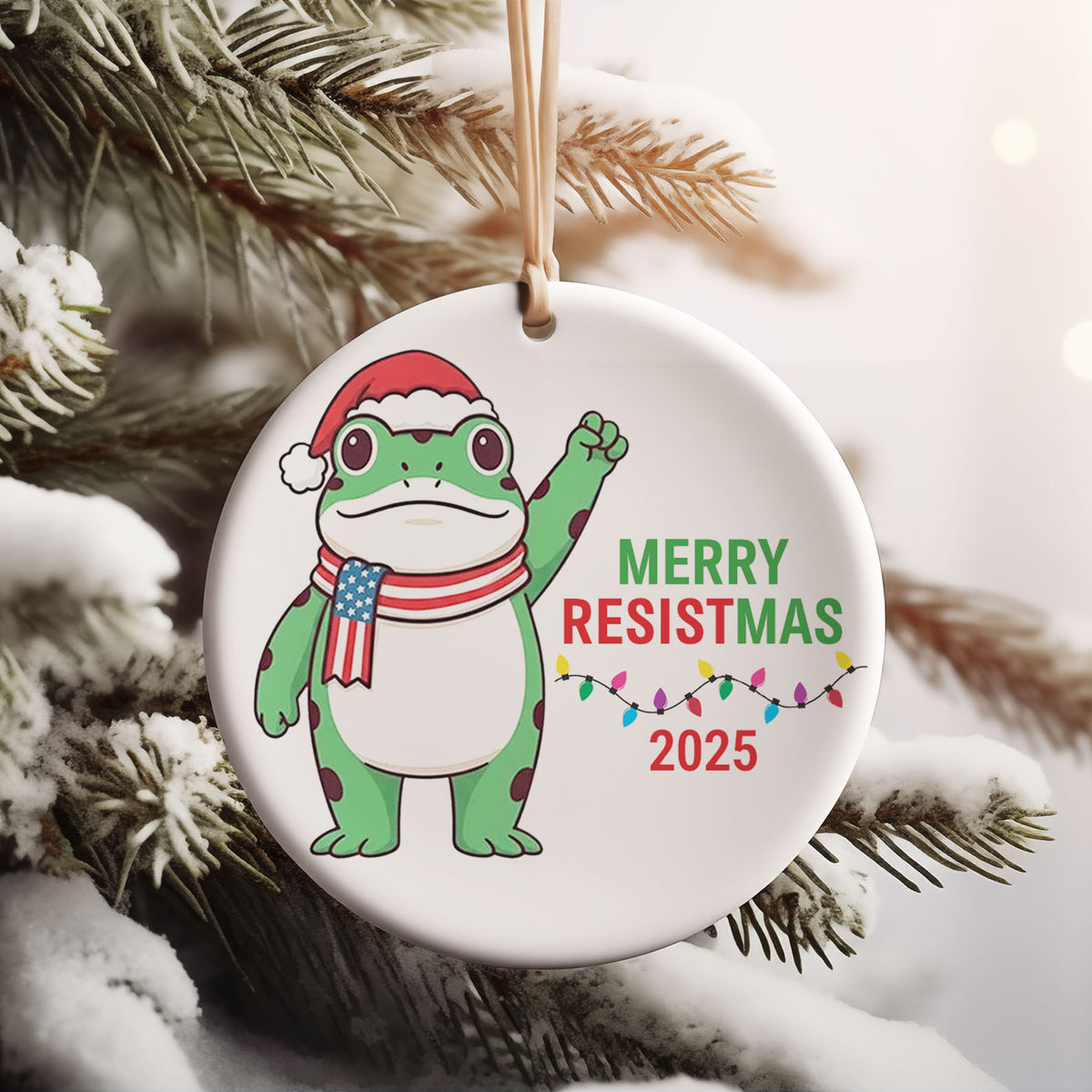 Merry Resistmas Ceramic Ornament | Funny Frog Anti Trump Ceramic Ornament | Liberal FDT 8647 Gift 683606