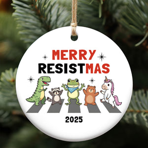 Resist Portland Frog Ceramic Ornament | Merry Resistmas Anti Trump Ornament | FDT Political Christmas Decoration 683607