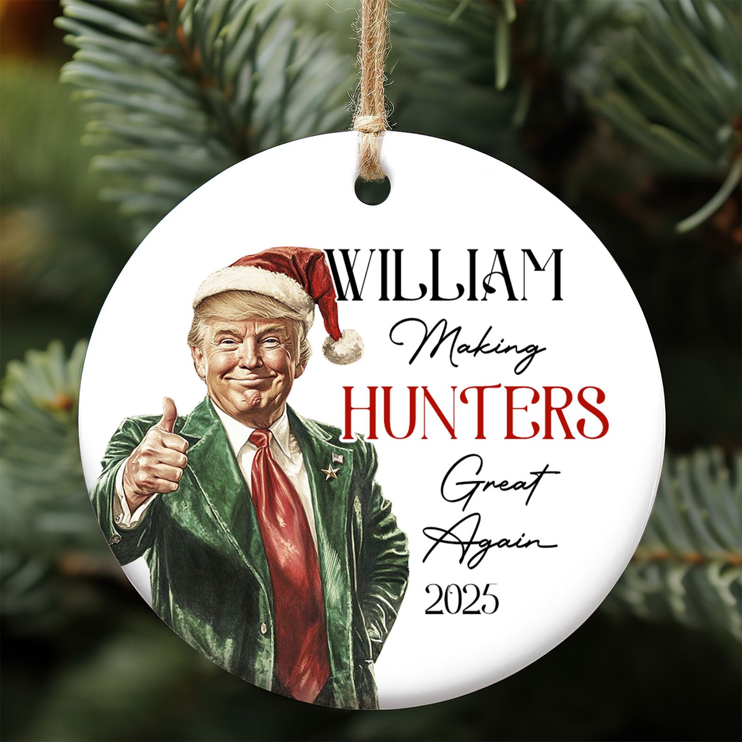 Personalized Trump Hunting Ornament | Funny Hobbies Christmas Ceramic Ornament | Deer MAGA Patriotic Ornament Gift 683608 - GOP