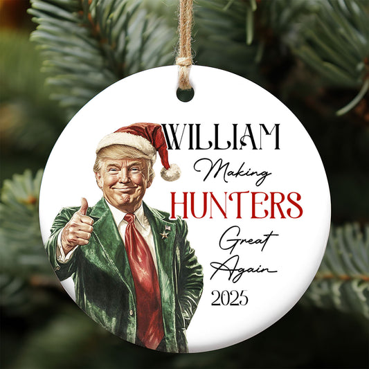 Personalized Trump Hunting Ornament | Funny Hobbies Christmas Ceramic Ornament | Deer MAGA Patriotic Ornament Gift 683608 - GOP