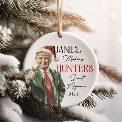 Personalized Trump Hunting Ornament | Funny Hobbies Christmas Ceramic Ornament | Deer MAGA Patriotic Ornament Gift 683608 - GOP