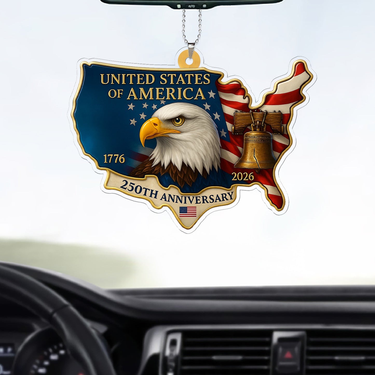 250 Years of America Car Ornament | 250th Anniversary 1776-2026 Ornament | Patriotic 4th of July Ornament 683611