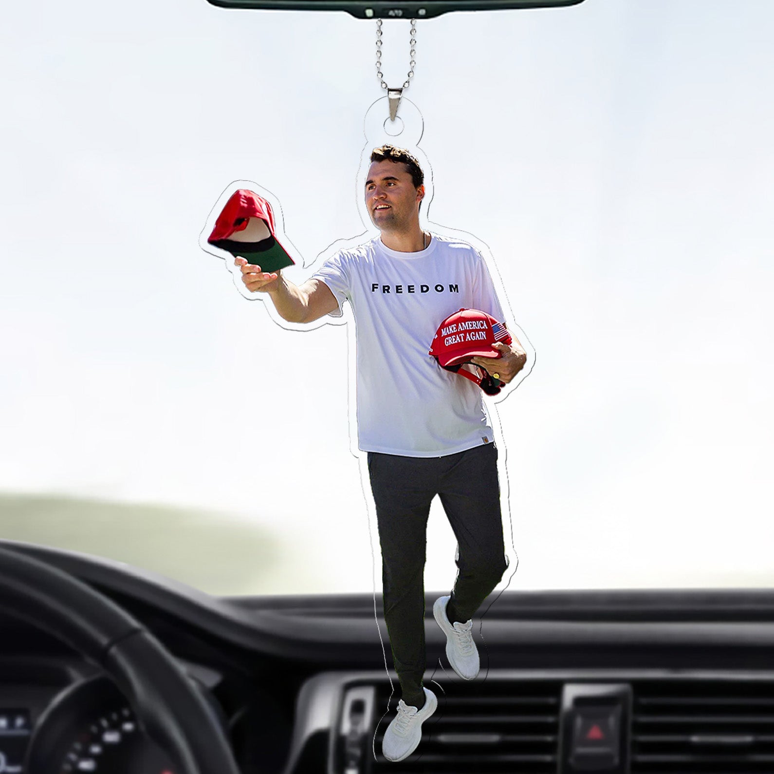 Freedom Charlie Kirk Car Ornament | Charlie Memorial Ornament | MAGA Christmas Ornament  683612