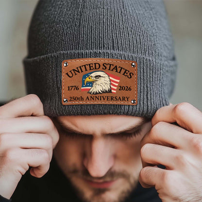 250 Years Anniversary Knit Leather Patch Beanie | Print Leather Patch Hat | 250th Years Of America Anniversary Gift 683630